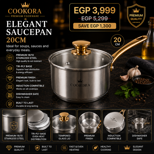 Cookora Elegant Saucepan – 20cm