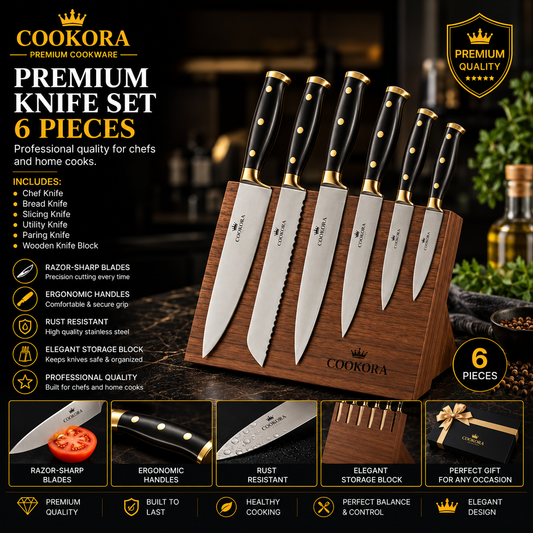 Cookora Premium Knife Set – 6 Pieces