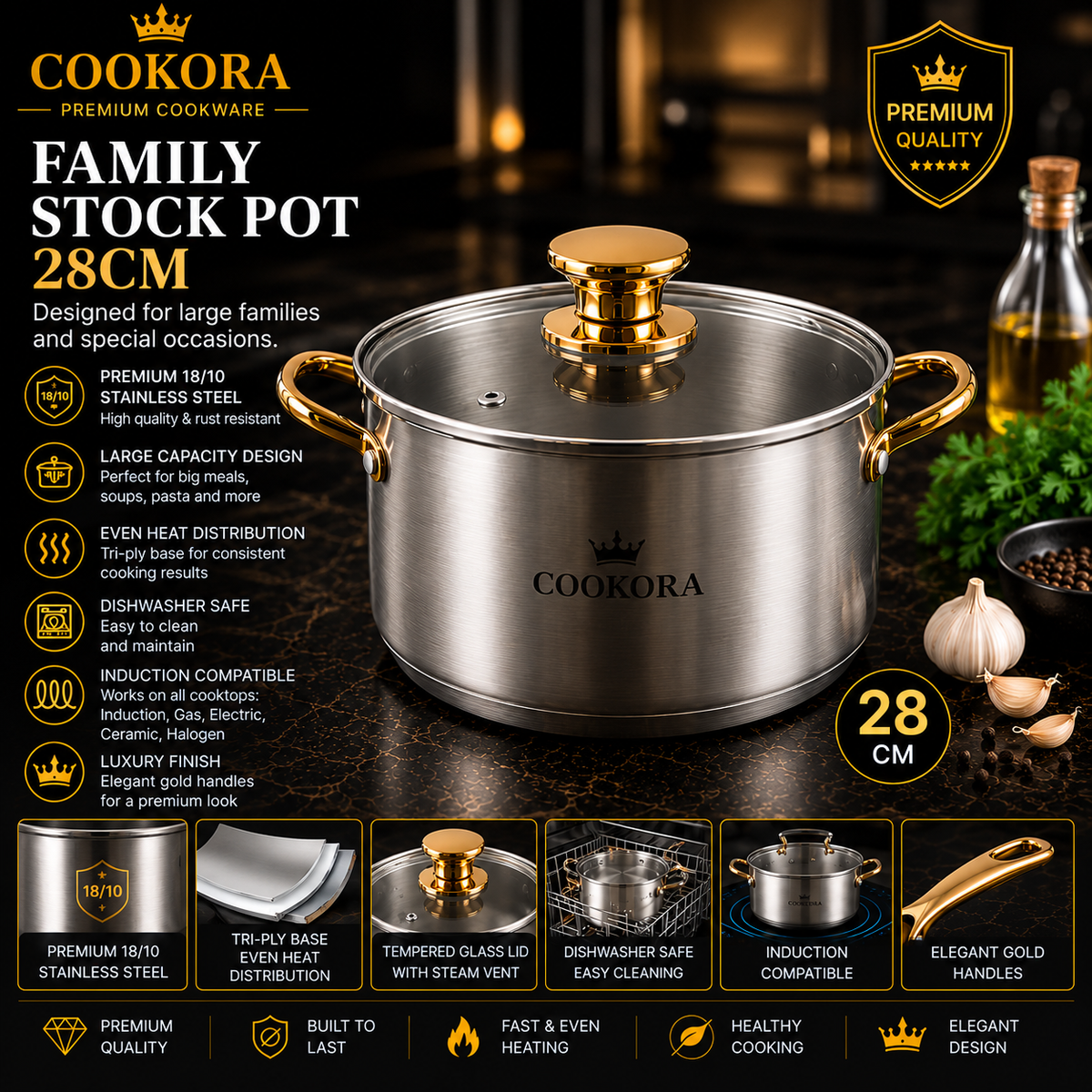 Cookora Family Stock Pot – 28cm