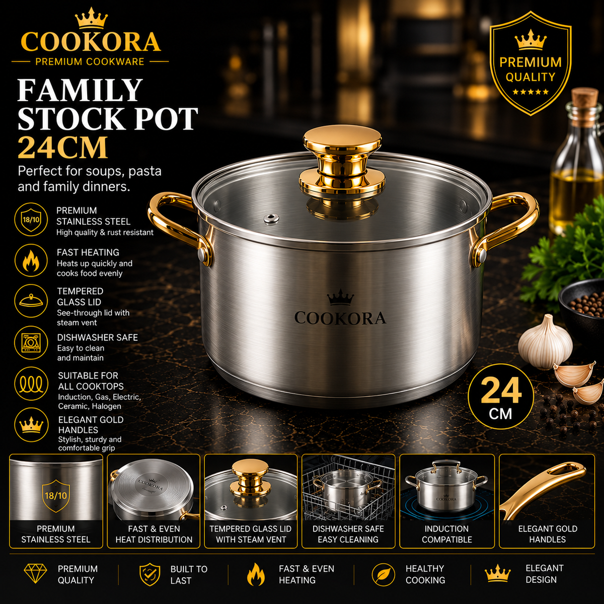Cookora Family Stock Pot – 24cm