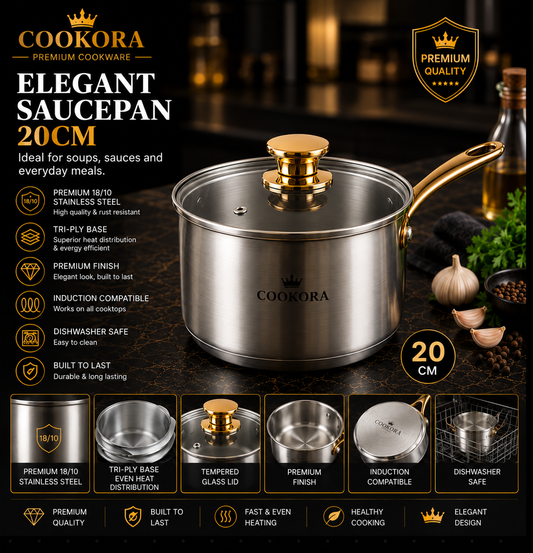 Cookora Elegant Saucepan – 20cm
