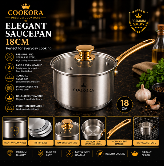 Cookora Elegant Saucepan – 18cm