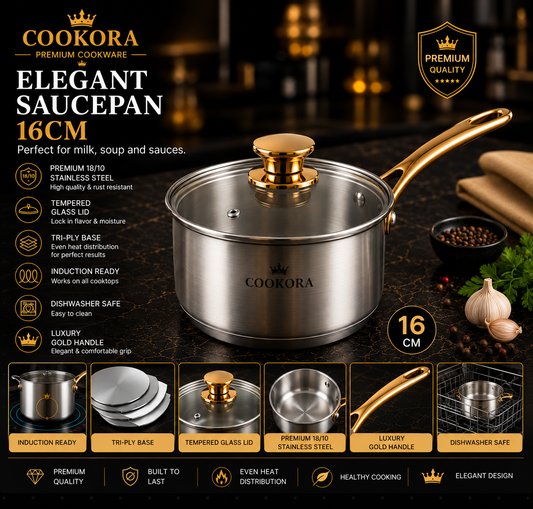 Cookora Elegant Saucepan – 16cm