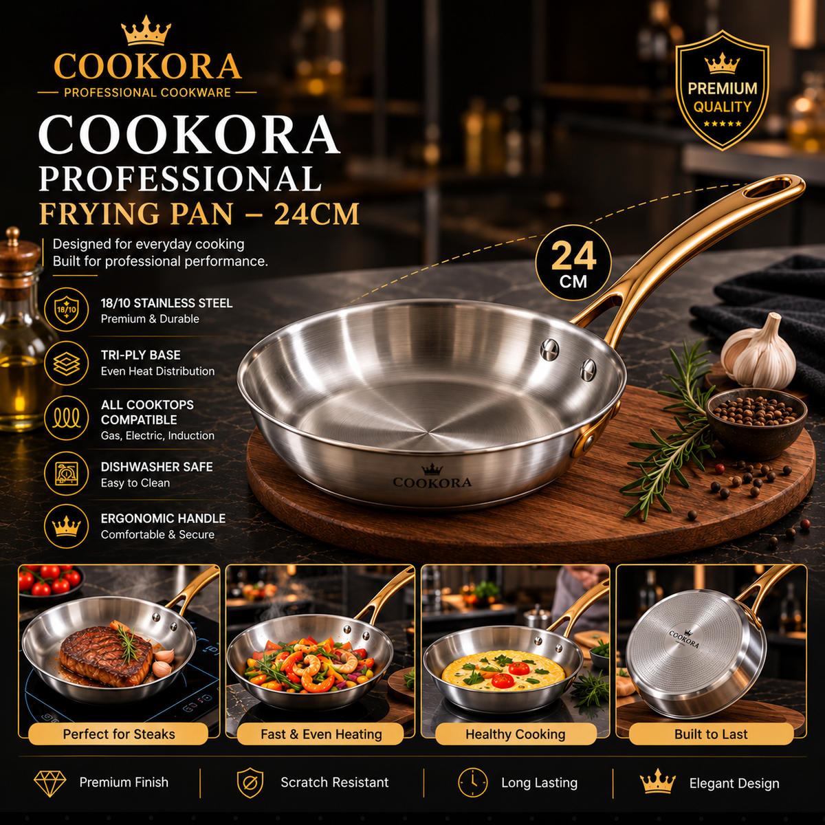 Cookora Professional Frying Pan – 24cm