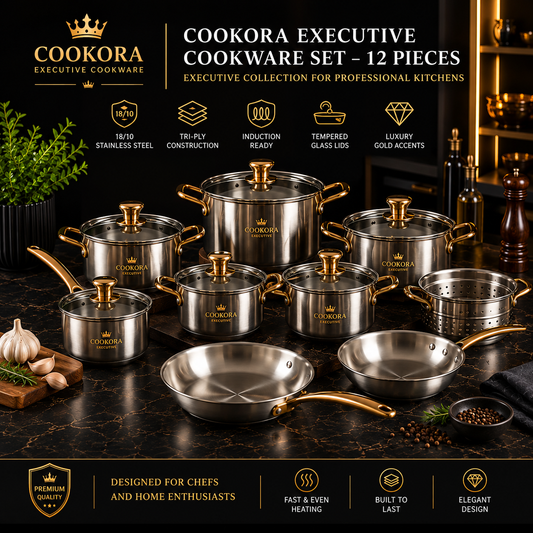 Cookora Executive Cookware Set – 12 Pieces