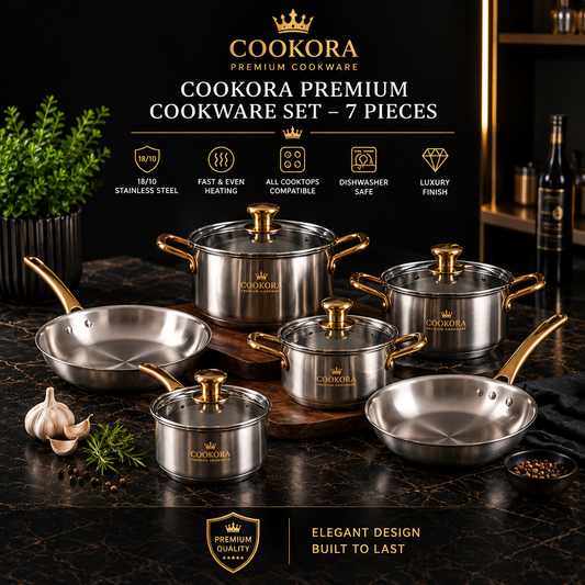 Cookora Premium Cookware Set – 7 Pieces
